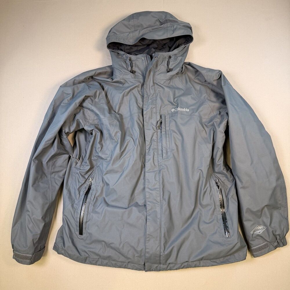 Columbia Ski Jacket Mens XL Gray Omni-Heat Hooded Interchange Coat w/Lining